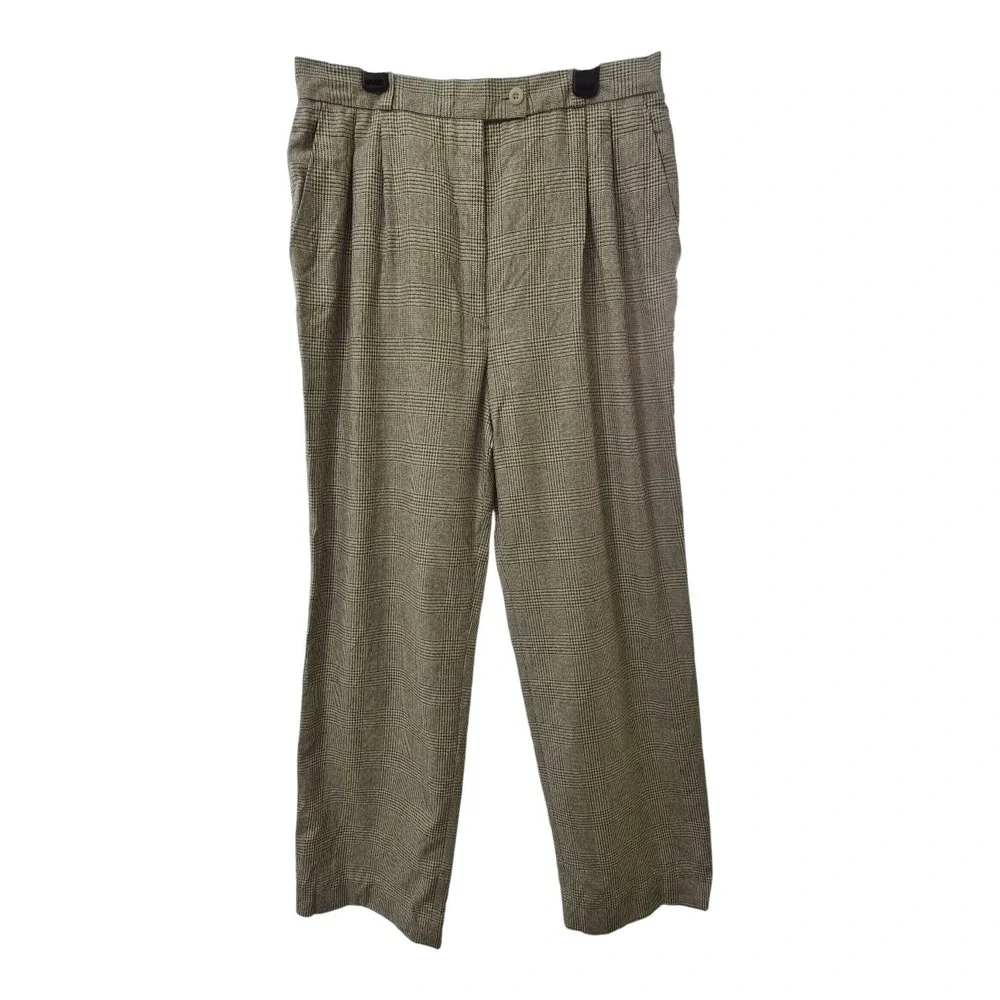 Bernard Zins Paris Saks Fifth Avenue Silk Wool Plaid Pants Made in France Size12